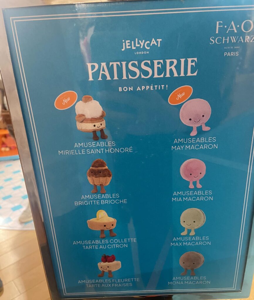 Jellycat patisserie Paris peluches