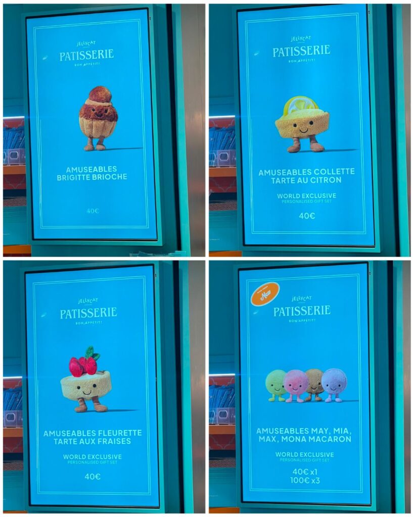 Jellycat patisseries Paris peluches Brioche tarte macaron